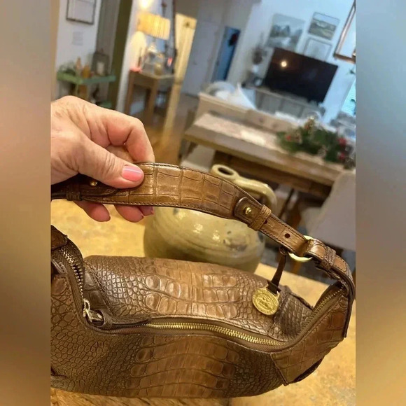 Brahmin Toasted Almond Anne Croc Handbag - Picture 5 of 16